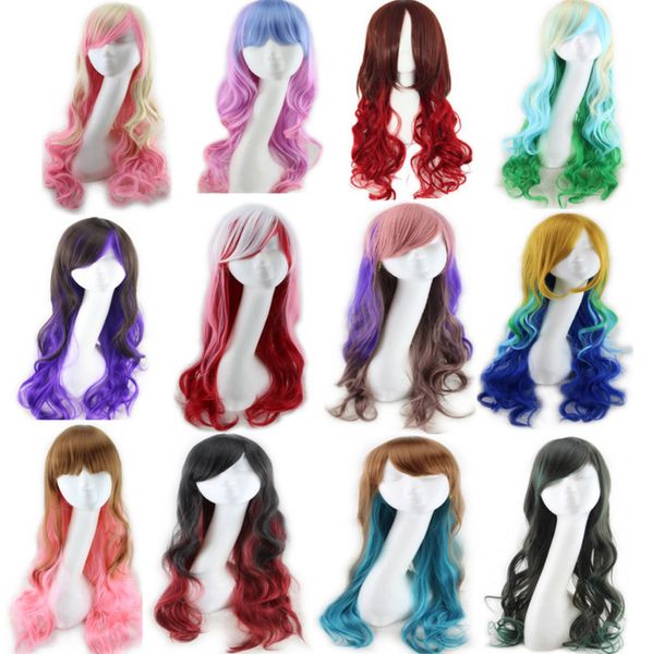 24 pouces Vibrant Long Curly Anime Cosplay Perruques Vaste Variété Unisexe Parfait pour les Performances De Haute Qualité Expédié Dans Le Monde Entier