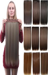 24 pouces Clipl dans les Extensions de cheveux synthétiques trame 120g 40 couleurs Simulation cheveux humains faisceaux MR5S3940720