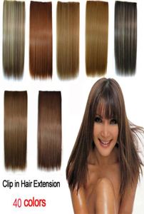 24 pouces Clip raide dans les extensions de cheveux synthétiques Tourt 40 couleurs simulation Hoils Packs MR5S5634842