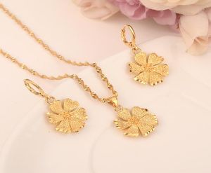 24 K Fijn Gold GF ketting oorbel set vrouwen feest cadeau bloem sieraden sets dagelijkse slijtage moeder geschenk diy charmes sjolid sieraden4425774