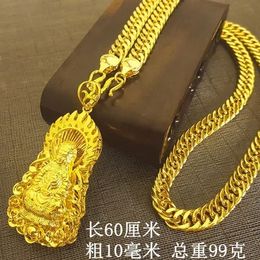 24 K gouden ketting mannen Dragon Guan Gong hanger 9999 Real 240511