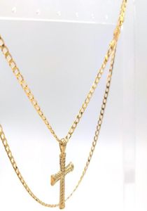 24 K réel collier croix rempli d'or chaîne de longueur de bordure 60 cm9161422