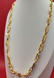 24 K Geel Real Gold GF PUBED Mariner Link Chain Necklace 10mm 236 Quot Lobster Claft Stamp4044183