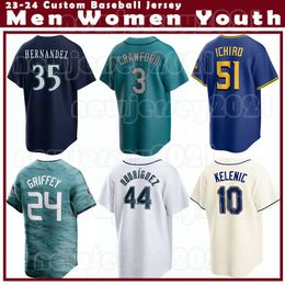 24 Ken Griffey Jr. 9 Scott Servais Baseball Jerseys Ichiro Suzuki Julio Rodriguez Andres Munoz Jarred Kelenic Mariners Paul Sewald Luis Castillo Eugenio Suarez Wong