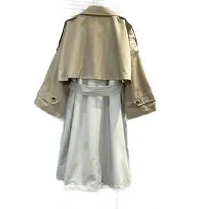 24-Lazy nouveau style Ma-e polyvalent mi-long coupe-vent veste pour femme haut de gamme atmosphérique ample à manches longues manteau veste