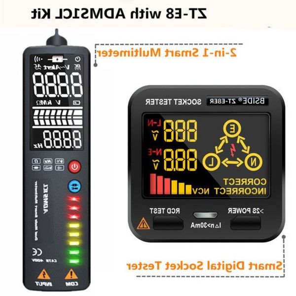 Livraison gratuite 24 détecteur de tension LCD circuit sans contact testeur de tension stylo voltmètre prise NCV contrôle de fil en direct Hz Ohm continuité Bphet