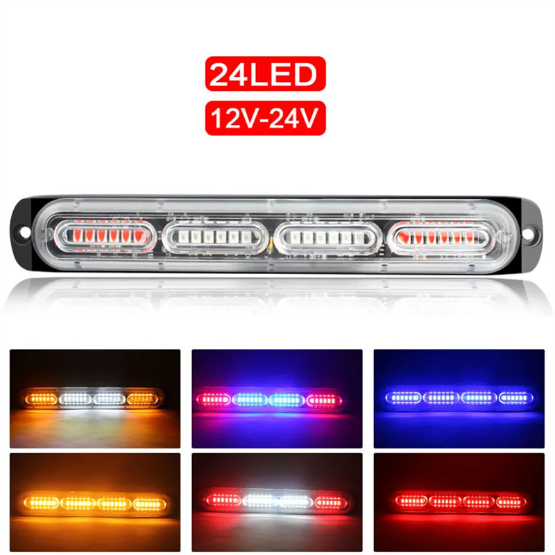 24 LED Car Truck Emergency Beacon Light 12-24V Auto Intermitente Side Marker Bars Luces de advertencia estroboscópicas Universal