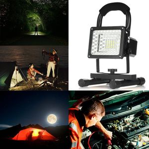 Projecteurs 24 LED Projecteurs Lampes de travail Lampe de camping en plein air Batteries au lithium rechargeables intégrées de 15 W avec ports USB pour charger les appareils mobiles