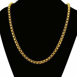 24 longues chaînes de boîte pour hommes dominatrices en or jaune 18 carats rempli Hip Hop collier pour hommes 8 mm de large cadeau d'anniversaire257u