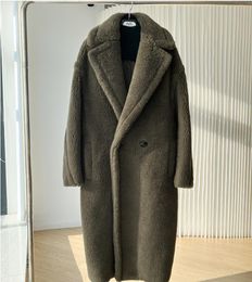 24 m * Axe M Coat Silhouette en peluche en peluche alpaca toison couché cisaillement pour la longueur moyenne des femmes