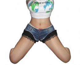 24 Mew Women's Lace Patchwork Ultra Short Jeans Y2k Talle bajo Apretado Adelgazante Sexy Hot Pants Short Mujer T1if #