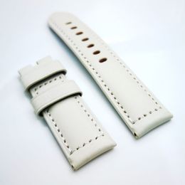 24 mm Beige wasachtige kalf lederen horlogebandriem geschikt voor Luminor Radiomir Pam Wirst Watch