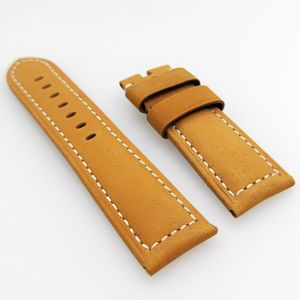 24 mm bruine nubuck kalf lederen horlogebandriem geschikt voor Pam Pam 111 Wirst Watch