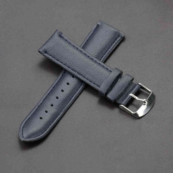 Bracelet de rechange en cuir souple, bleu marine, 24 mm, avec boucle en acier inoxydable, haute qualité, G220420