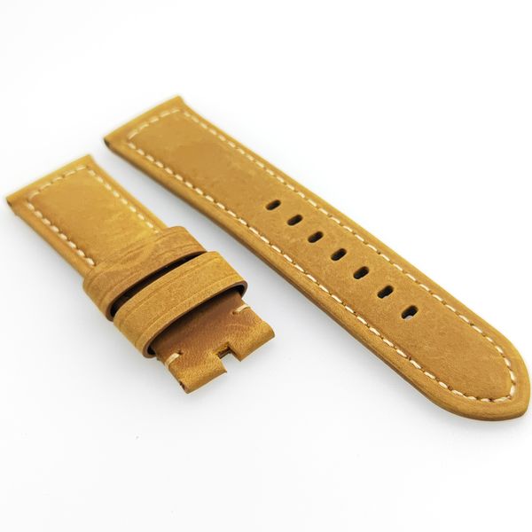 Cinturino in pelle di vitello nabuk giallo da 24 mm Cinturino con fibbia ad ardiglione da 22 mm adatto per orologio PAM PAM 111 Wirst
