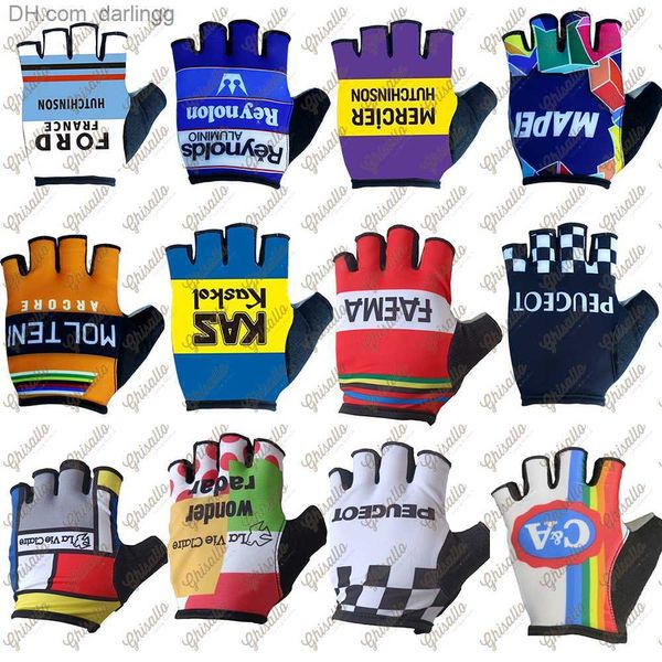 24 modelos Retro a prueba de golpes GEL Pad Guantes de ciclismo Medio dedo Guantes deportivos Hombres Mujeres Bicicleta Gimnasio Guantes de fitness MTB Guantes de bicicleta Q230825