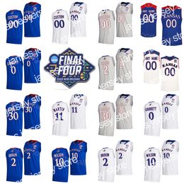 24 NCAA Final Four Basketball College Kansas Jayhawks 30 Ochai Agbaji Jersey 2 Christian Braun 10 Jalen Wilson 33 David McCormack 11 Remy