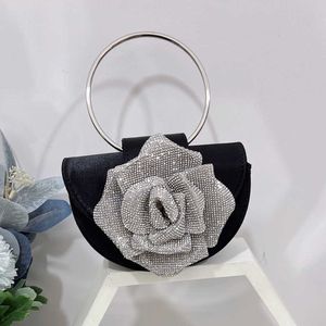 24 Nouveau sac de fée français même sac de fleurs super étincelant sac en diamant rose sac à épaule simple sac crossbody 240520