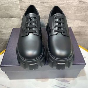 24 Nouveau P Famille Round Big Head Cow Leather Casual Casual Top Summer Black Lace Up Men's Chaussures