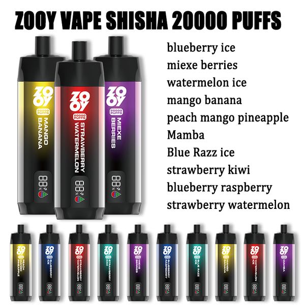 24 New Vape Zooy Vape Shisha 20000 Puffs Vape 20000 Puff Disposable Vape Vaper Vaper Deechables Type-C Factory Wholesale Prix