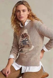 24 nouveaux tricots pour femmes pull à manches longues avec motif d'ours tissage couleur unie décontracté