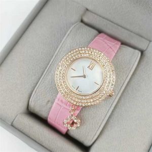 24% KORTING horloge Horloge Dames Cleef Drie steken Quartz Top Luxe Arpels lederen riem diamant dame accessoires Klavertje vier vorm Fashion VAN