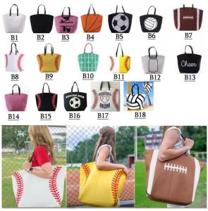 18style Baseball Sacs Tote Canvas Handbags Softball Football Sac Basketball Impression de coton Sports Tote Soccer Hands