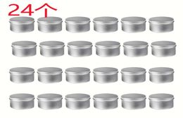 24 Pack Round Metal Tins Box Candle étain noir en aluminium Bocage Pot vide Pot Plain Cream Cosmetic Container 2203029