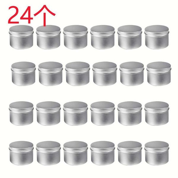 Paquete de 24 latas redondas de Metal, lata para velas, tarro de aluminio negro, recipiente vacío para almacenamiento, contenedor cosmético de crema lisa, 245K
