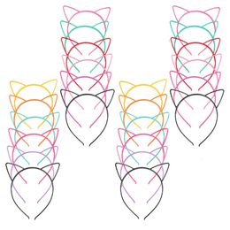 24 PCS Cat Ears Hoofdband Decor Party Party Kostuumbenodigdheden Hoofdtooi Hoofddeksel Plastic Kinder Haar Haarband Leuk 240417