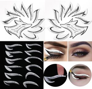 24 stuks eyeliner stencils oogmake-up sjabloon stickers kaart 12 stijlen non-woven eyeliner oogschaduw 3 minuten vormgeven gereedschap3274232