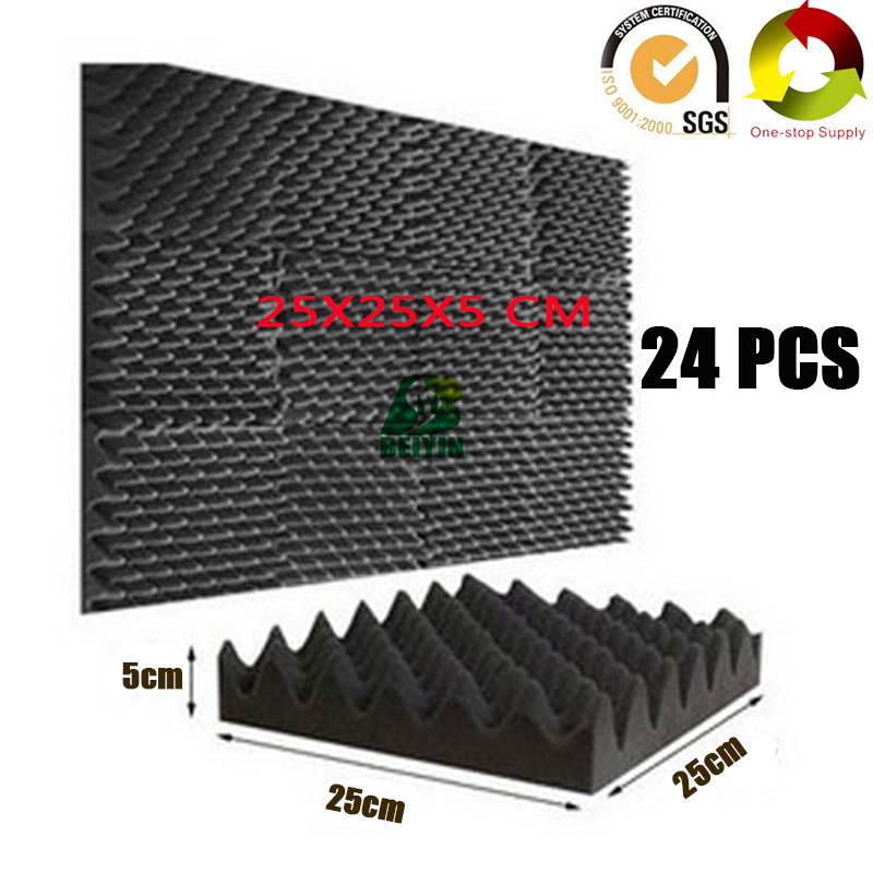Paquet de 24 panneaux de mousse acoustique ignifuges pour caisse à œufs Traitement du son de studio Panneaux insonorisés Équipement audio professionnel Éponge d'isolation phonique 10X10X2