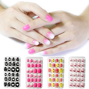 24 stks in 1 Pack Pers op Kinderen Cartoon False Nail Tips Kleurrijke Volledige Cover Kid Fake Nail Art voor kleine meisjes / volwassenen