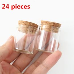 24 pcs/lot 25*30*35mm 12 ml petit bouchon de bouteille en verre bocaux en verre bouchons de Tube à essai épices Mini bricolage flacon bouteilles conteneur pots 240113