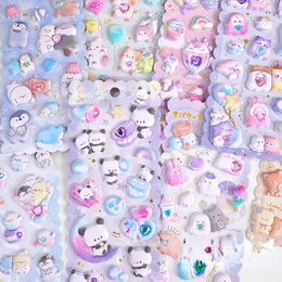 24 stks/partij Kawaii Cartoon Puffy 3D Stickers Groothandel Sticker DIY Dagelijks Briefpapier Kinderen Geschenk School Kantoorbenodigdheden 240304