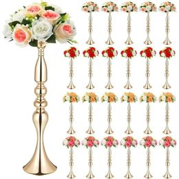 24 PCS Metal Wedding Centorpiece Table Decoration Gold Flower Stand 20 pouces Tal Freight Decorations gratuites Vase Room Decor 240429