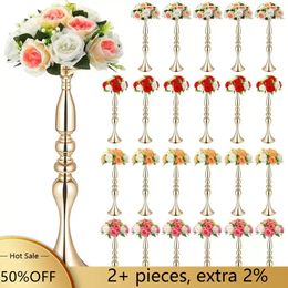 24 PCS Metal Wedding Centorpiece Table Decoration Gold Flower Stand 20 pouces Tal Freight Decorations gratuites Vase Room Decor 240506