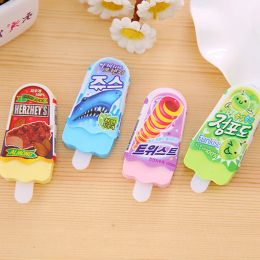 24 PC novedoso de helado de verano borrador de goma kawaii brass de lápiz suministros escolares de papelería