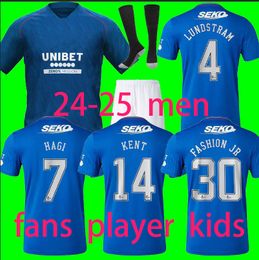 S-4XL 2024-2025 Glasgow Rangers Soccer Jerseys Hagi Davis Home Away Sakala Kent Tavernier Morelos Colak Hogan 3rd 24 25 Football Kits de chemise Football Men and Kids