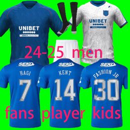 S-4XL 2024-2025 Glasgow Rangers Soccer Jerseys Hagi Davis Home Away Sakala Kent Tavernier Morelos Colak Hogan 3rd 24 25 Football Kits de chemise Football Men and Kids