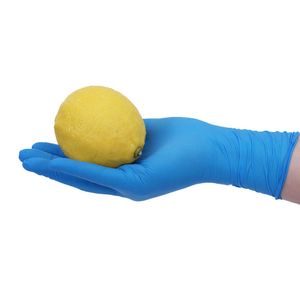 Gants en nitrile bleus de sécurité en gros, 24 pièces, poudre libre, pour l'industrie alimentaire