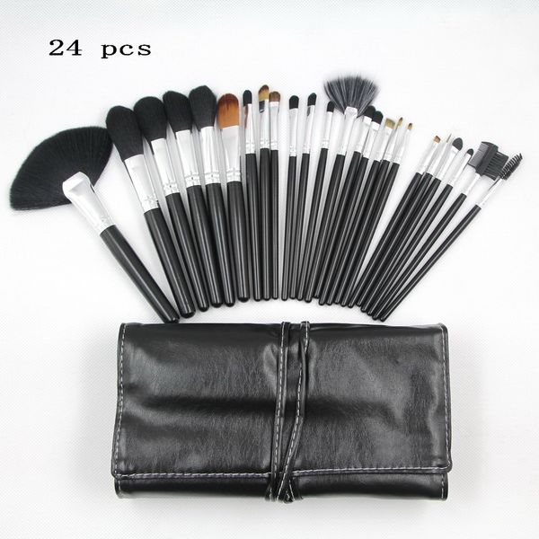 Ensembles de brosses de maquillage 24 pièces Gérat Souche de beauté en cuir Coloris Professional Cosmetics Making Up Brushes Kit