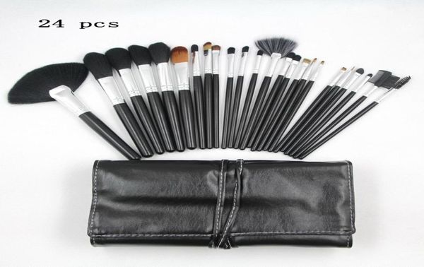 24 pièces ensembles de pinceaux de maquillage pochette en cuir de poils de chèvre outil de beauté Coloris pinceaux de maquillage cosmétiques professionnels Kit2566449