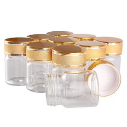 24 stuks 15 ml 30 * 40mm glazen flessen met gouden frosted caps transparant glas parfum fles kruiden flessen specerijen potten