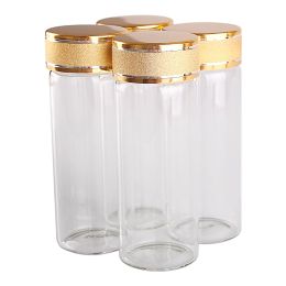 24 pièces 40 ml 30 * 80mm bouteilles en verre avec des bouchons givrés dorés bouteille de parfum en verre transparent bouteilles d'épices pots d'épices en gros