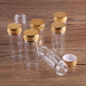 24 stuks 40 ml 30*80mm Glazen Flessen met Golden Frosted Caps Transparant Glas Parfumflesje Spice Flessen Kruidenpotjes Eenvoudige