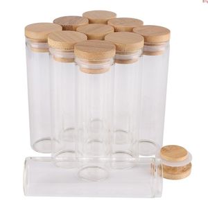 24 pièces 50 ml 30 * 100 mm tubes à essai avec bouchons en bambou bocaux en verre flacons souhaitant des boulons bouteille de souhait pour l'artisanat de mariage cadeau bonne quantité Jxbli