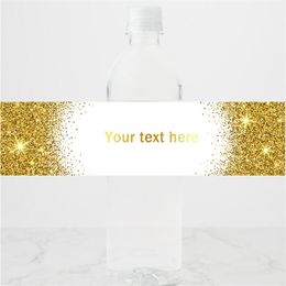 24 Stück goldene Wasserflasche mit personalisiertem Namen, Textetikett für Babyparty, Geburtstag, Taufe, Urlaub, Hochzeit, Dekoration 220618