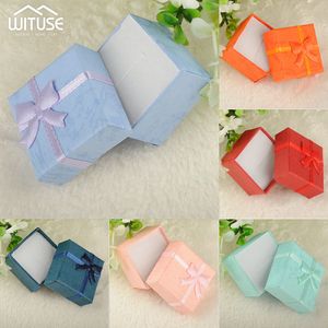 24 pieces Paper Ring Boxes With Bow Design For Earrings 1 dozen Jewelry Case for Valentine's Day Gift Wholesale Lots Bulk Y0305