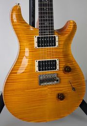 24 Private Stock Paul Smith Yellow Flame Maple Top Electric Guitar White Pearl Birds Inlay, Tremolo Bridge